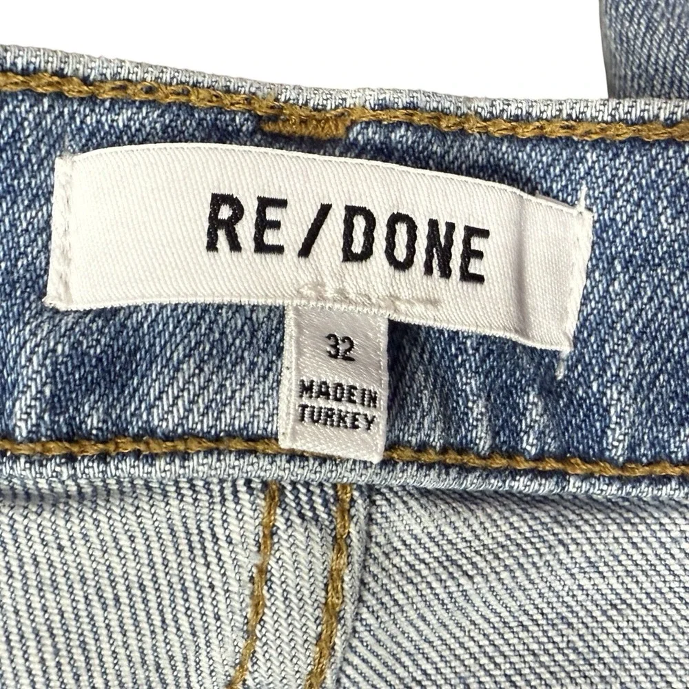 Re/done Jeans‎ Womens Straight High Rise 70s Stove Pipe 32 x 27 Ankle Button Fly